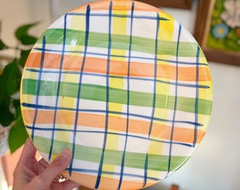 Living Quarters Plaid Neon Plate