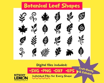 Botanical Leaf Flower Power Shape Bundle | Clip Art for Canva, Cricut, Laser Cutting, Crafts & More