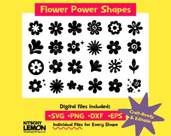 Flower Power Shape Bundle | Clip Art for Canva, Cricut, Laser Cutting, Crafts & More
