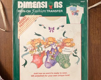 Vintage Dimensions “Stocking Bears” Iron-On Fashion Transfer