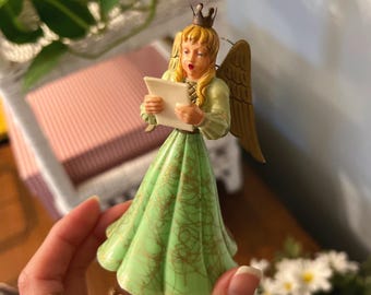 Vintage Hard Plastic Angel Ornament with Metal Candle Crown