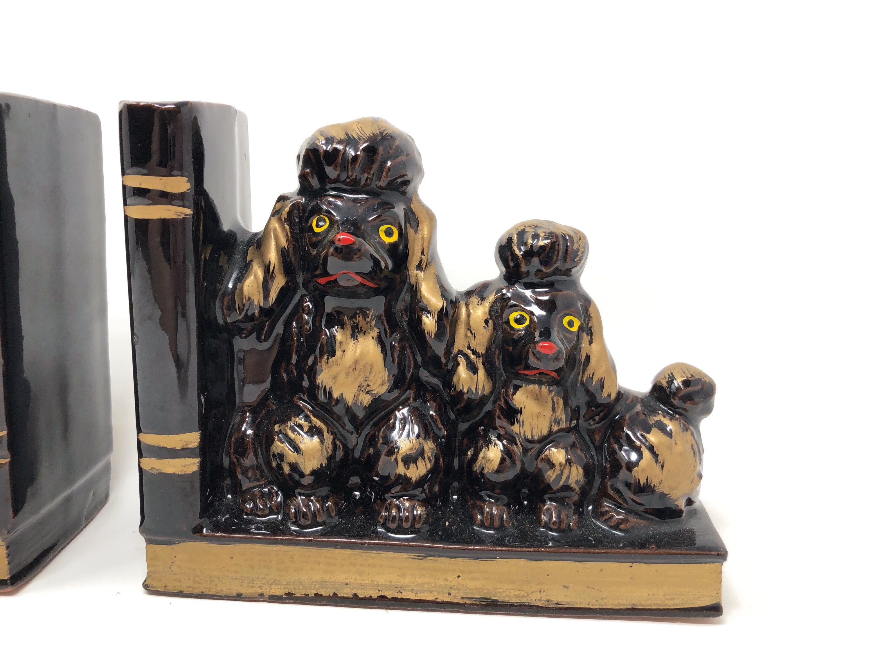 Pair of Mid Century Poodle Bookends Ceramic Poodles Made in Etsy