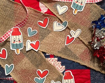 Bomb Pop and Hearts Paper Decorations (Printable PDF & PNG)