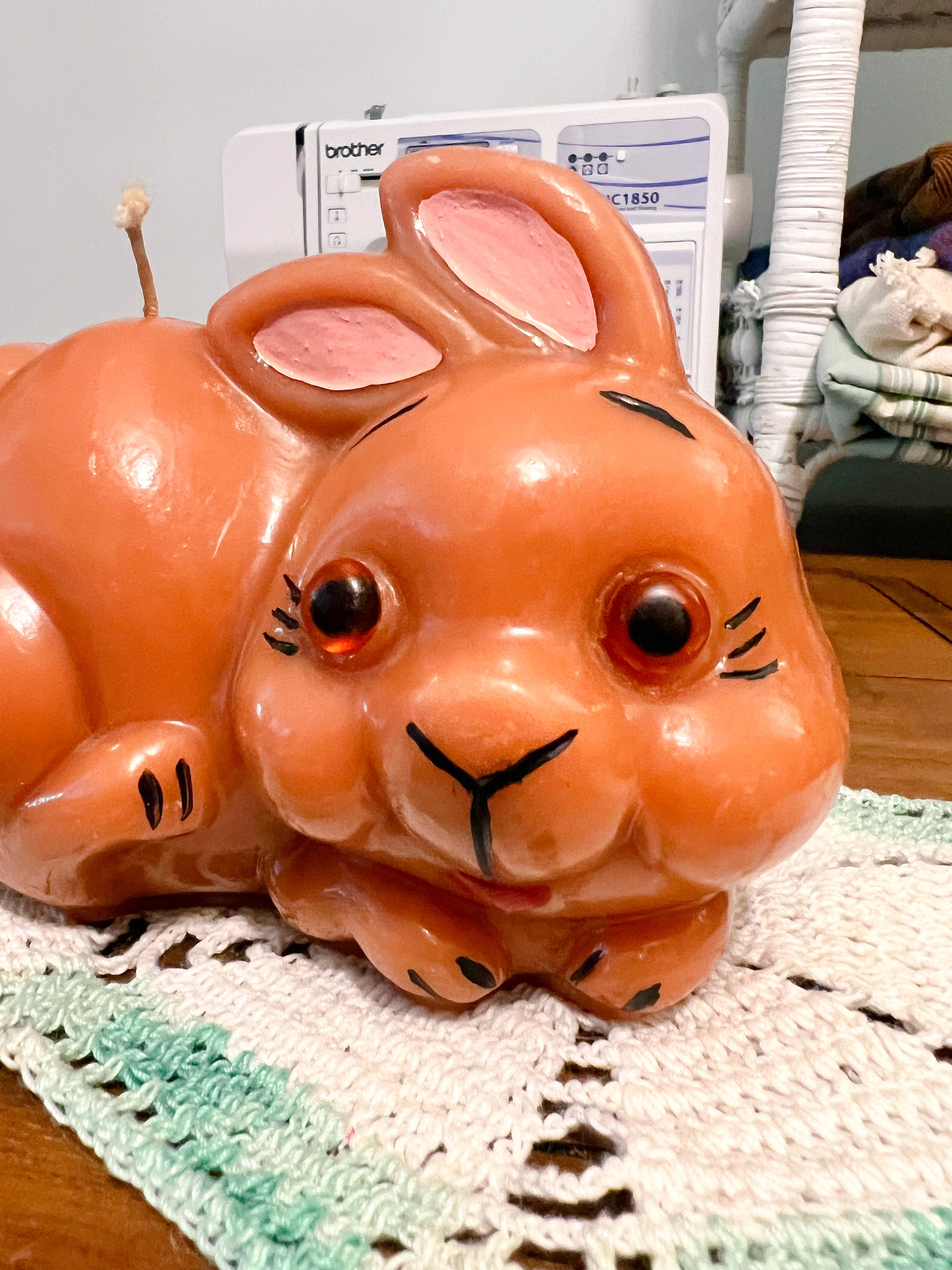 Kitsch Shiny Rabbit Vintage Kitsch Brown Bunny Rabbit Novelty Candle - Etsy