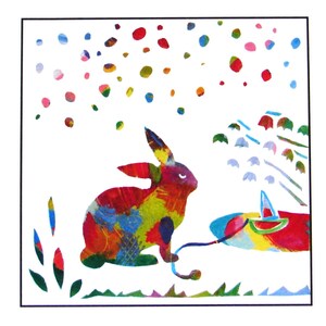 Bunte Kaninchen, handgemachte Karte aus original-Gemälde.