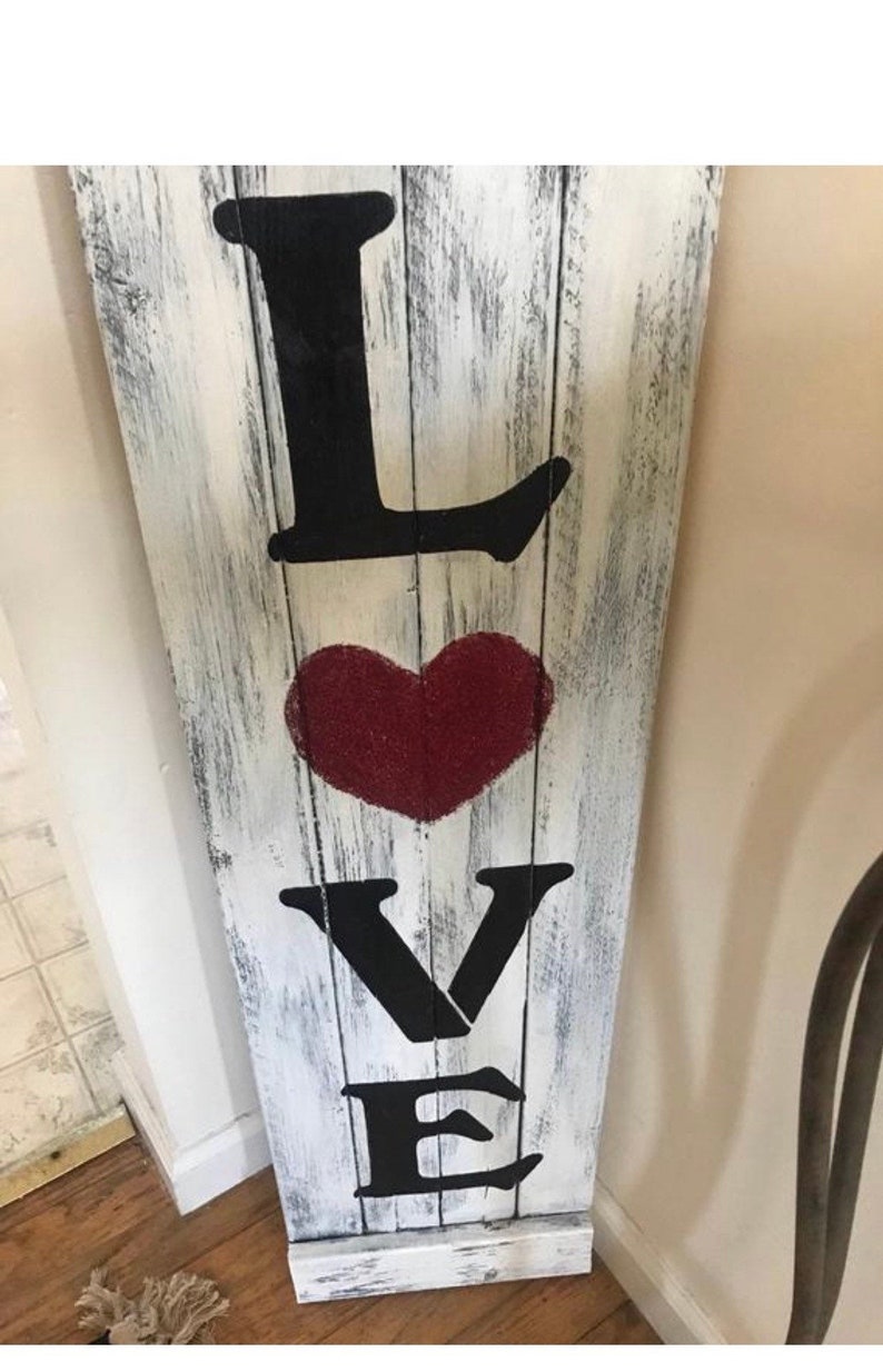 Rustic Love Love Wood Sign, Heart Wood Sign, Love Sign, Rustic Wood Sign, Rustic ...