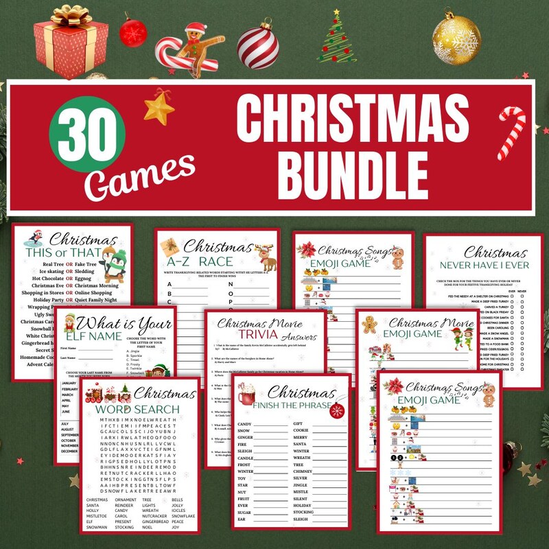 Christmas Games Printable - Etsy