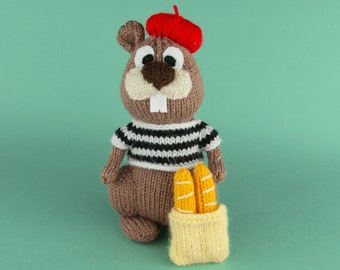 Knitting Pattern: Monsieur Beaver (French Style Beaver) Toy / Doll