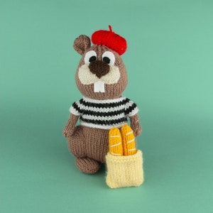 Knitting Pattern: Monsieur Beaver French Style Beaver Toy / Doll image 1