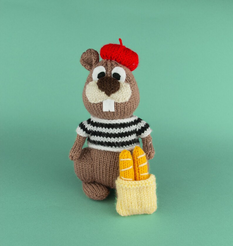 Knitting Pattern: Monsieur Beaver French Style Beaver Toy / Doll image 1