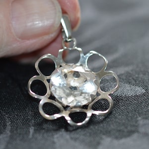 Vintage European silver and rock crystal pendant, unknown maker, individual designer item