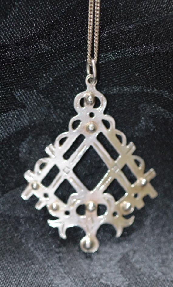 Vintage sterling silver shield shaped pendant nec… - image 2