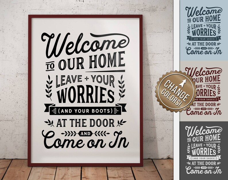 Leave WORRIES and BOOTS at Door Funny No Shoes Take Etsy
