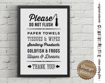 Bitte nicht flush Hopes & Dreams - lustige Toilette Zitat Zeichen - PDF JPG PNG JPEG - druckbare Kunstwerk - digitale Kunst Toilette - sofortiger Download