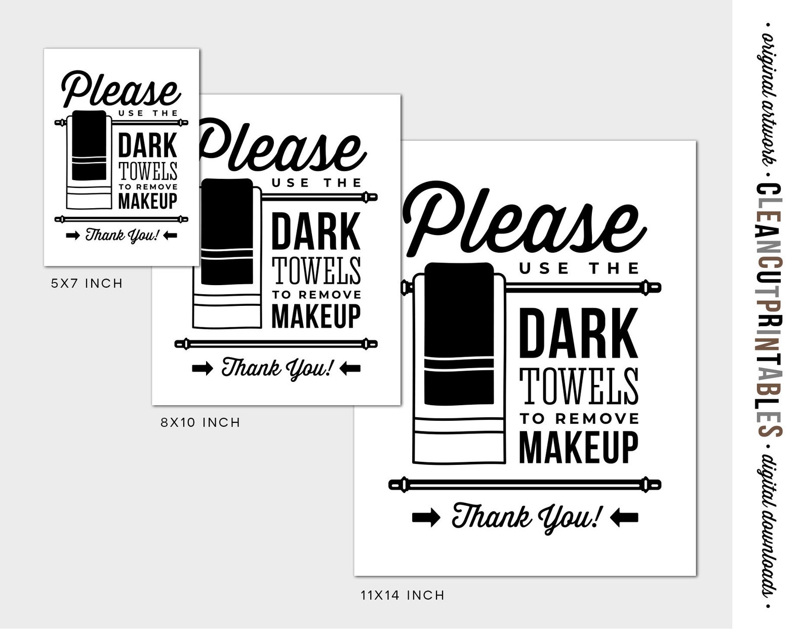 Use Dark Towels to Remove Makeup Printable Sign for Airbnb | Etsy