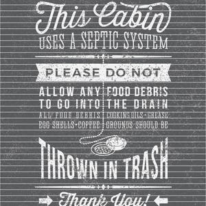 Cabin Kitchen Sign Septic System - Kitchen Wall Art - Cabin Wall Art ...