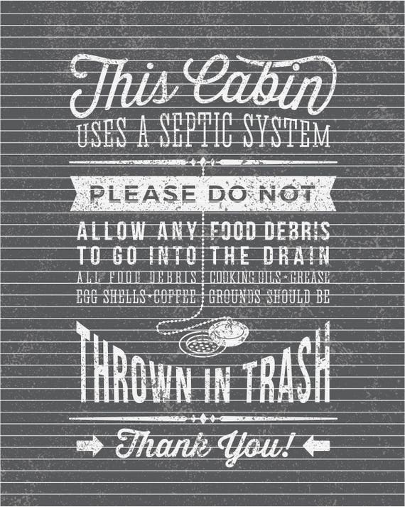 Cabin Kitchen Sign Septic System Kitchen Wall Art Cabin Etsy