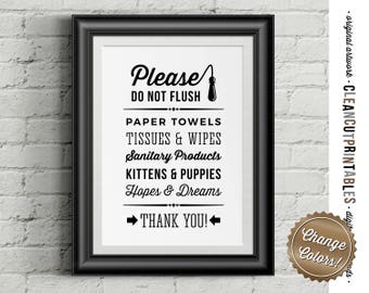 Please Do Not Flush Hopes & Dreams - lustiges Toiletten-Zitat-Zeichen - PDF JPG PNG jpeg - druckbares Kunstwerk - digitale Kunst Toilette - sofortiger Download