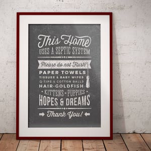 2 Bathroom Sign Septic System - Chalkboard look - Do Not Flush Hopes & Dreams - Printable Artwork - instant download