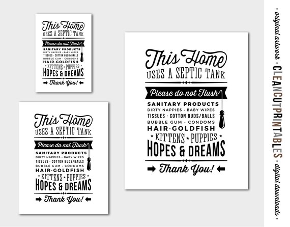 Bathroom Sign Septic Tank Print Uk Funny Do Not Flush Hopes Etsy