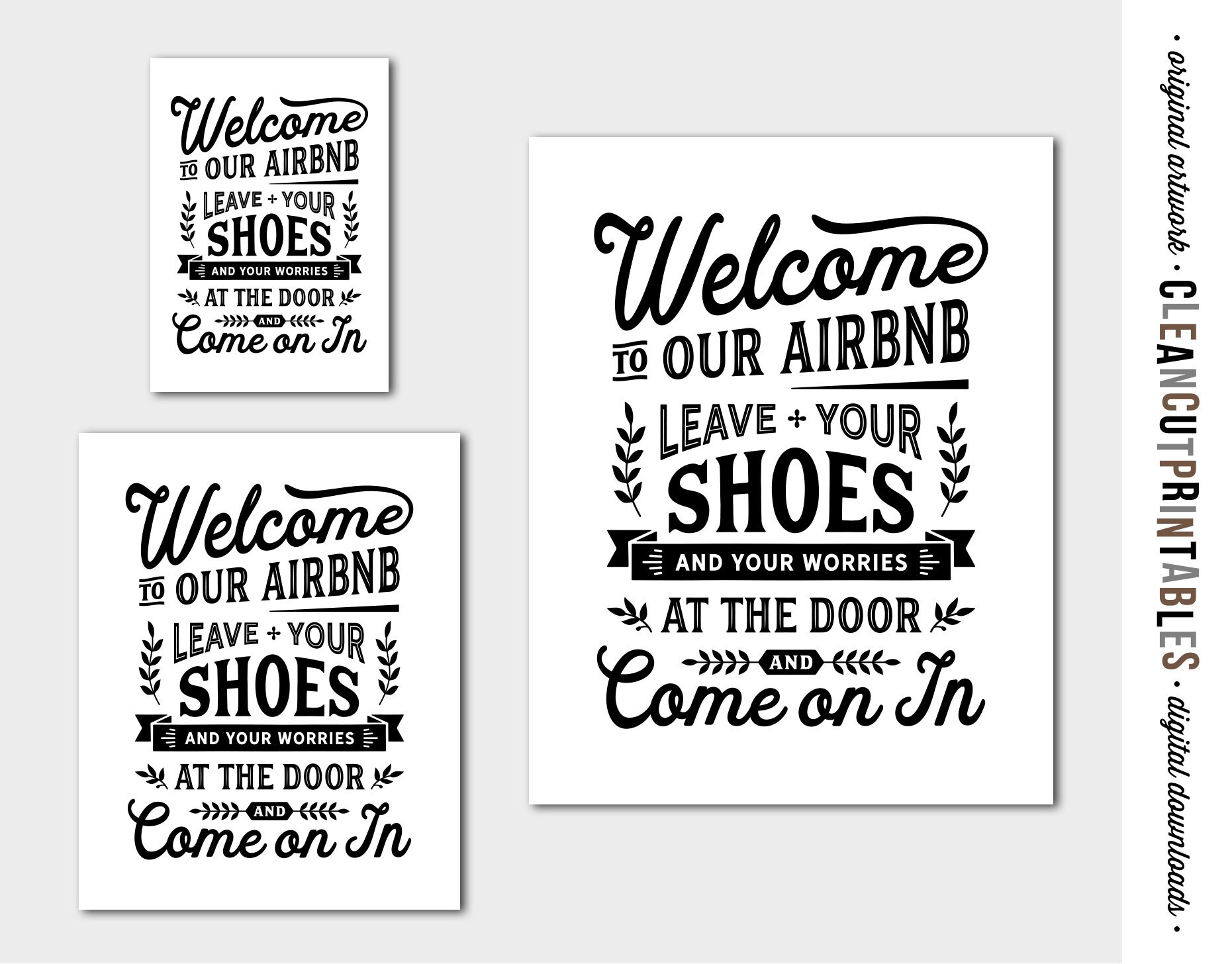 Airbnb Sign Shoes off Sign Digital Printable Leave Shoes and Worries at Door Print Funny Rental Bnb Vintage Black White Instant Download Etsy Canada