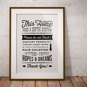 Badezimmer Zeichen septische System - nicht flush Hopes & Dreams - druckbare Kunstwerk - lustige WandKunst Toilette - retro/Vintage Zeichen - sofortiger Download