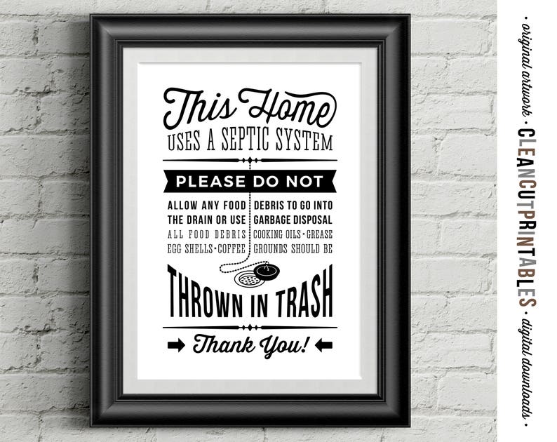 Rustic Kitchen Sign Septic System Do Not Flush Food Debris - Etsy