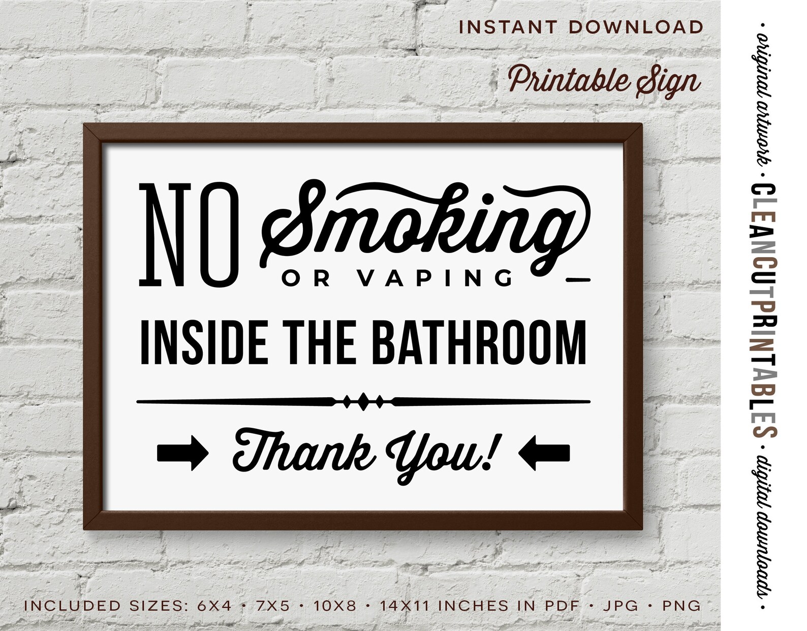 No Smoking or Vaping Inside the Bathroom Vintage Rustic No Etsy