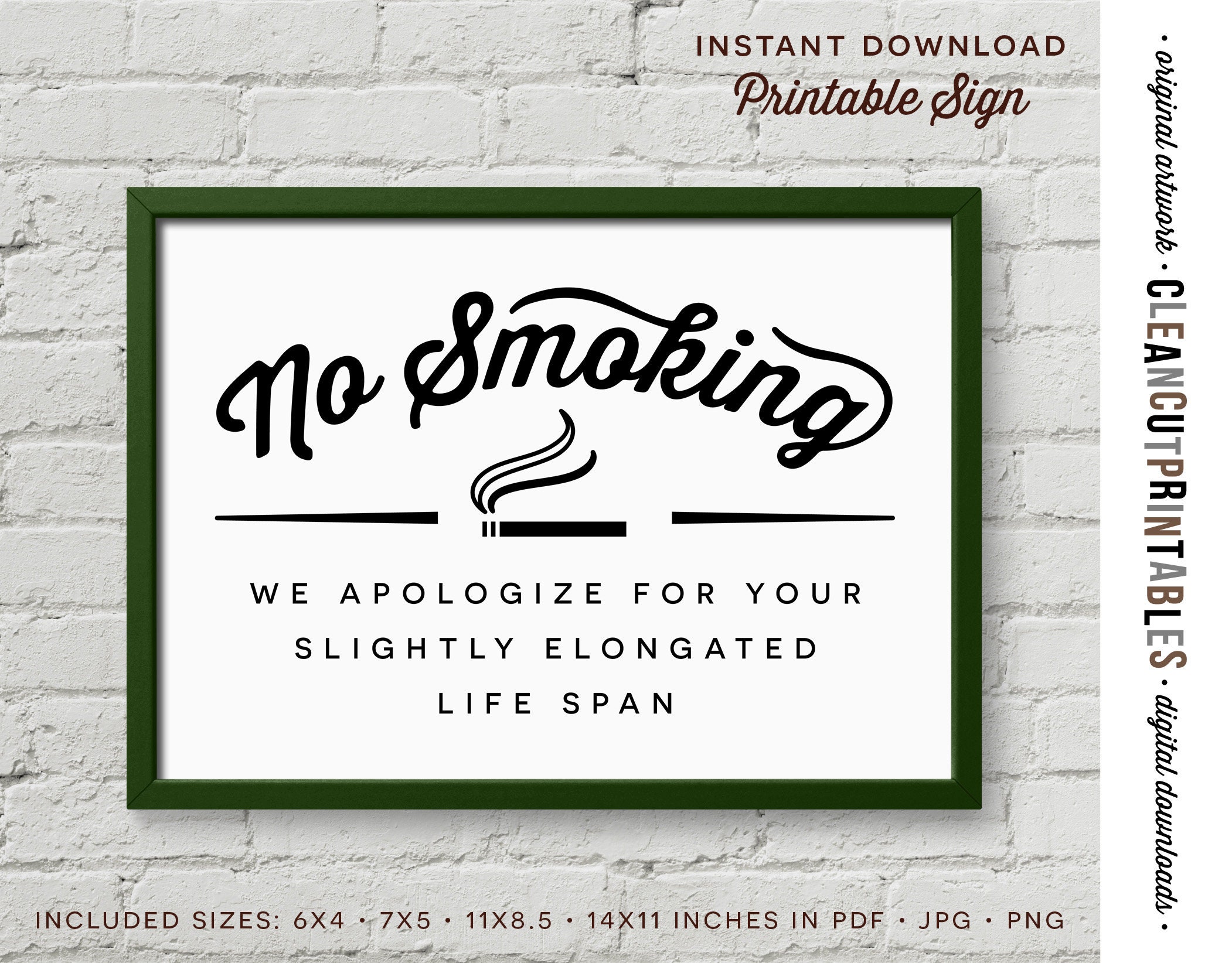 Funny No Smoking Sign Printable Digital Instant Download - Etsy Canada