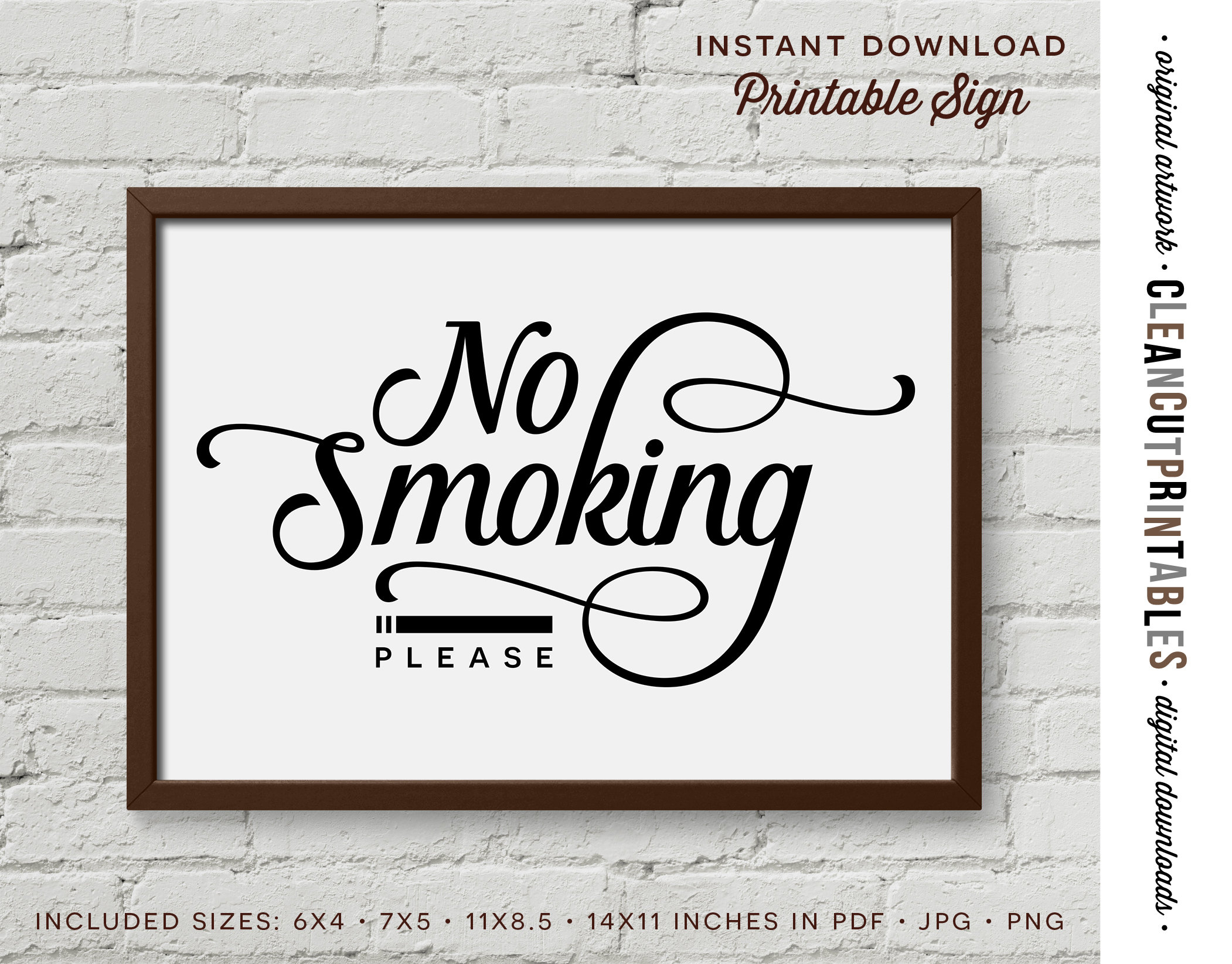 No Smoking Sign printable digital instant download No | Etsy