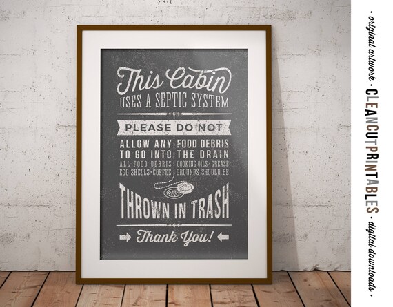 Cabin Kitchen Sign Septic System Kitchen Wall Art Cabin Etsy