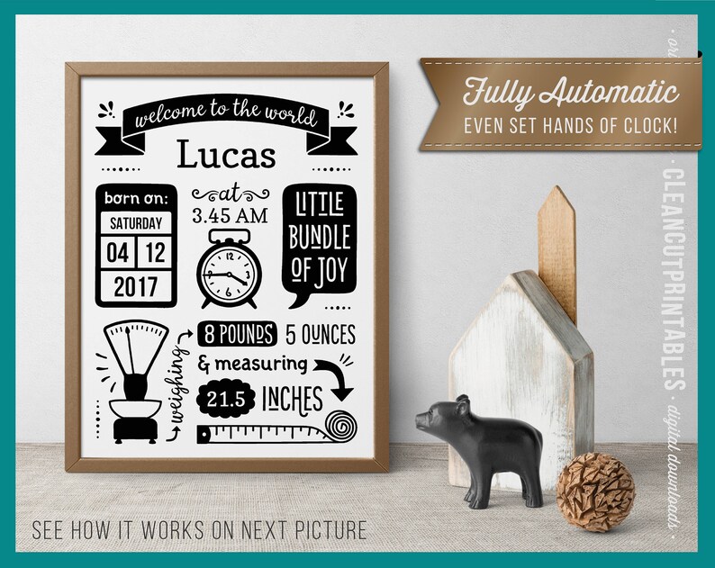 BIRTH STATS Printable Wall Art Template Editable Pdf Birth Announcement ...