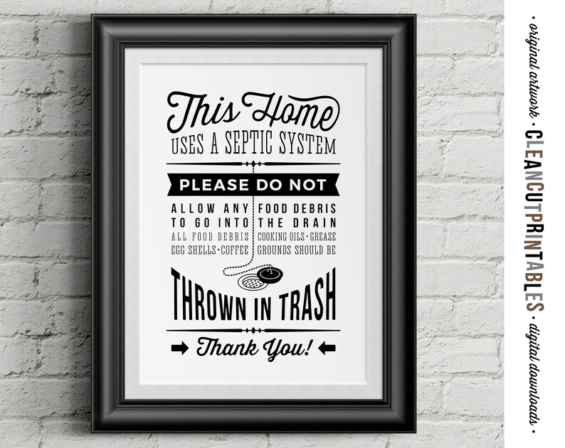 Kitchen Sign Septic System No Garbage Disposal Kitchen Etsy Canada