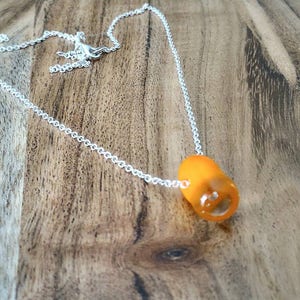 Vintage Orange Lampwork Chain Pendant, Sterling Silver Pendant, Glass Teardrop Necklace, Lampwork Bead Necklace, Gift for Her image 3