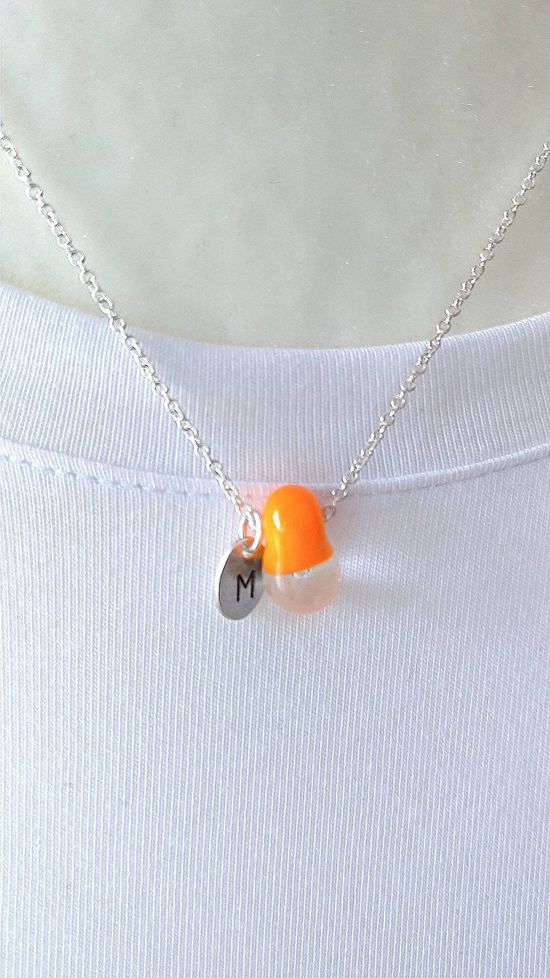 Vintage Orange Lampwork Chain Pendant, Sterling Silver Pendant, Glass Teardrop Necklace, Lampwork Bead Necklace, Gift for Her image 8