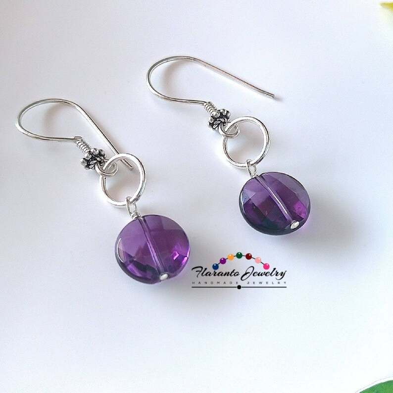 Ring Earrings Faceted Amethyst Quartz Earrings Holiday Gift Sterling Silver Earrings Purple Earrings Quartz Earrings Valentine Gift