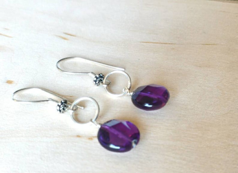 Ring Earrings Faceted Amethyst Quartz Earrings Holiday Gift Sterling Silver Earrings Purple Earrings Quartz Earrings Valentine Gift