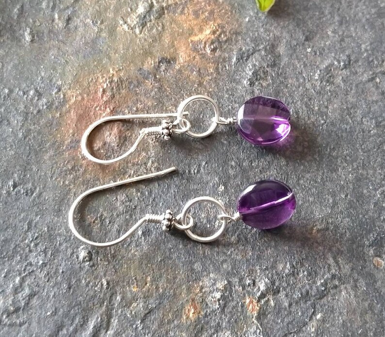 Ring Earrings Faceted Amethyst Quartz Earrings Holiday Gift Sterling Silver Earrings Purple Earrings Quartz Earrings Valentine Gift