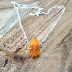 Vintage Orange Lampwork Chain Pendant, Sterling Silver Pendant, Glass Teardrop Necklace, Lampwork Bead Necklace, Gift for Her image 5