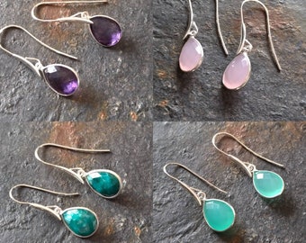 Birthstone Earrings, Sterling Silver Earrings, January/February/April/July/September/November Earrings, Free Domestic Shipping, Gift for Her