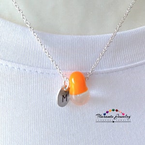 Vintage Orange Lampwork Chain Pendant, Sterling Silver Pendant, Glass Teardrop Necklace, Lampwork Bead Necklace, Gift for Her image 4