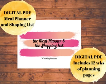 Digital Weekly Meal Planner, Grocery Shopping List, Weigh Loss Journal, Meal Prep Planner, Black Owned Shops, Instant Download Planner