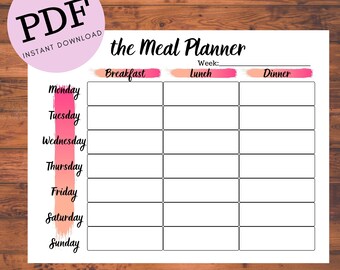 Weekly Meal Planner, Weekly Shopping List, Instant Download Planner, Printable Meal Prep, Clean Eating, Weight Loss Tool, Black Owned Shop