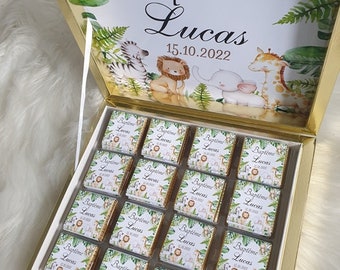 Boîte de  16/32/48 chocolats personnalisés , mariage , Fille Garçon Baptême Naissance Fête  Offrir Cadeau