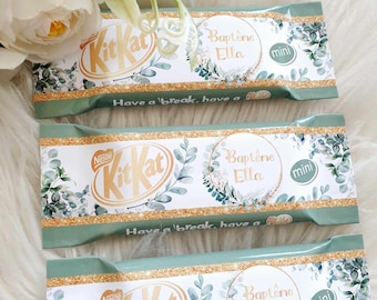 Personalized mini Kit Kats with your choice of theme: birthday, wedding, baby shower, birth announcement. Personalized confectionery, personalized sweets.