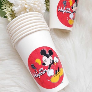 personalized cardboard cup with a theme sticker label of your choice