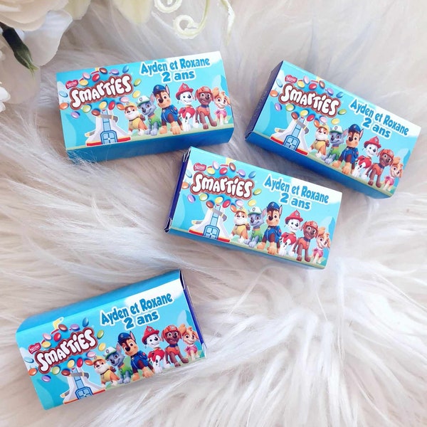 mini boite Smarties personnalisés thème au choix