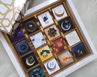 Boîte de 16/32/48 chocolat eid moubarek ,Fête , Offrir Cadeau