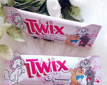 Mini chocolat twix personnalisé thème au choix , anniversaire , eid moubarek, baby shower Confiserie personnalisé, bonbons personnalisé