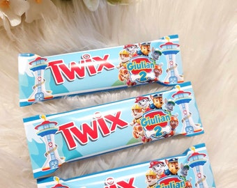 Mini chocolat twix personnalisé thème au choix , anniversaire , eid moubarek, baby shower